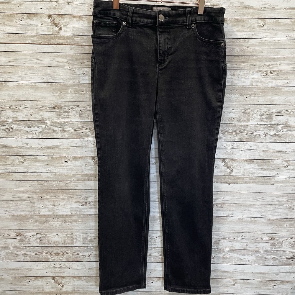 Chico's Womens 1-Short Jeans So Lifting/So Slimming Slim‎ Black Straight Leg
